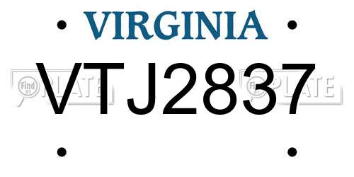 VTJ2837 Virginia License Plate