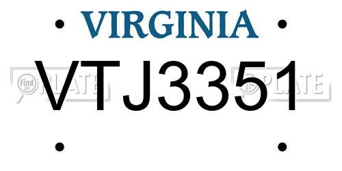 VTJ3351 Virginia License Plate