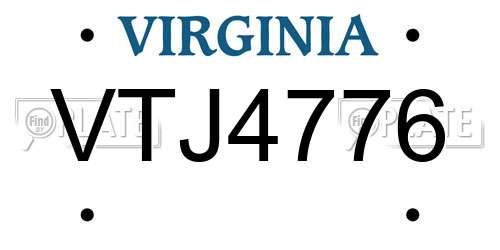 VTJ4776 Virginia License Plate