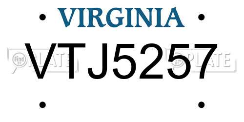 VTJ5257 Virginia License Plate