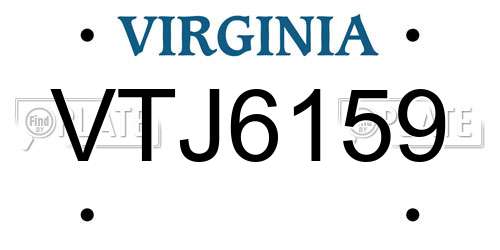 VTJ6159 Virginia License Plate