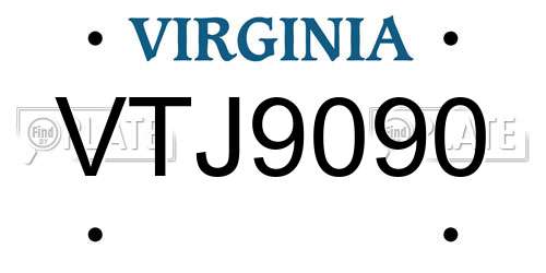 VTJ9090 Virginia License Plate