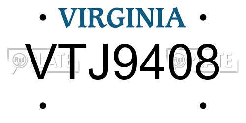 VTJ9408 Virginia License Plate