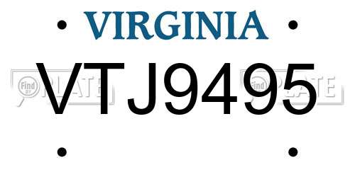 VTJ9495 Virginia License Plate