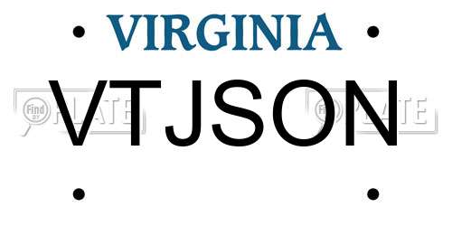 VTJSON Virginia License Plate
