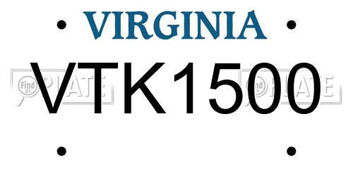 VTK1500 Virginia License Plate