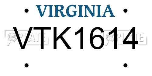 VTK1614 Virginia License Plate