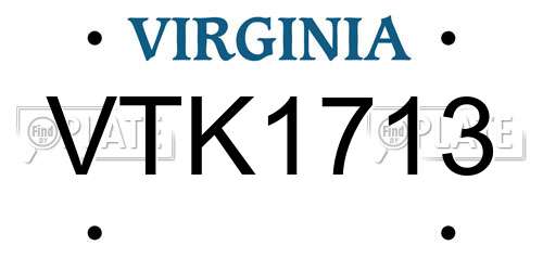 VTK1713 Virginia License Plate