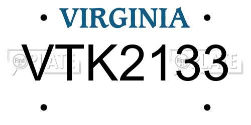 VTK2133 Virginia License Plate