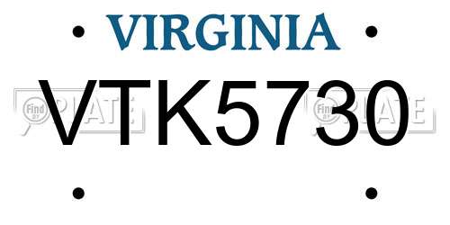 VTK5730 Virginia License Plate