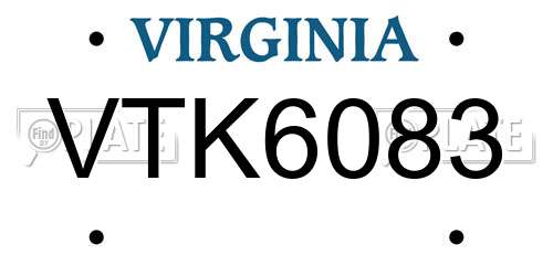 VTK6083 Virginia License Plate