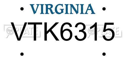VTK6315 Virginia License Plate