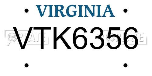 VTK6356 Virginia License Plate