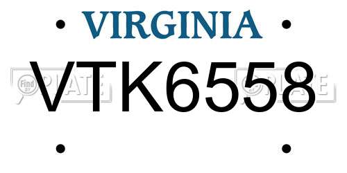 VTK6558 Virginia License Plate