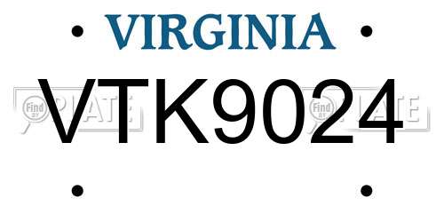 VTK9024 Virginia License Plate