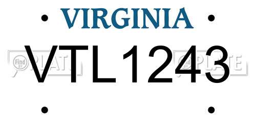 VTL1243 Virginia License Plate