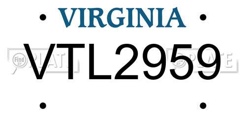 VTL2959 Virginia License Plate