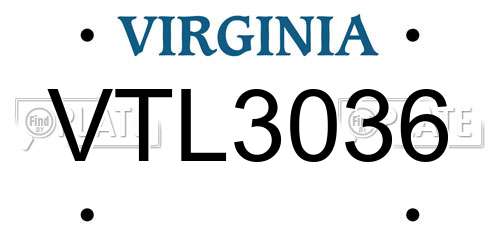 VTL3036 Virginia License Plate