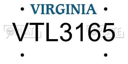 VTL3165 Virginia License Plate
