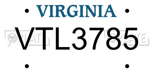 VTL3785 Virginia License Plate