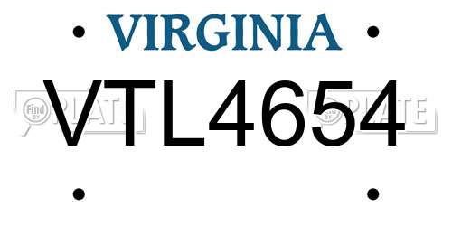 VTL4654 Virginia License Plate