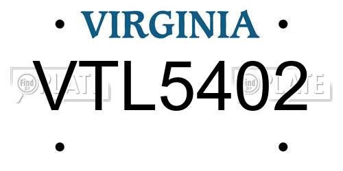 VTL5402 Virginia License Plate