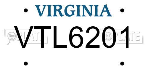 VTL6201 Virginia License Plate