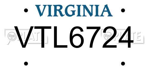 VTL6724 Virginia License Plate