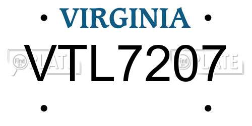 VTL7207 Virginia License Plate