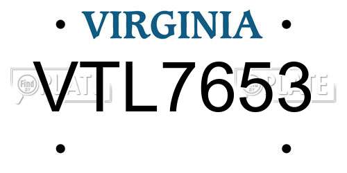 VTL7653 Virginia License Plate