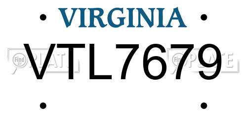 VTL7679 Virginia License Plate