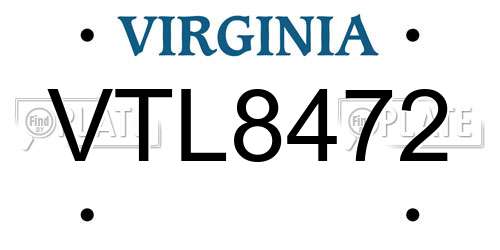 VTL8472 Virginia License Plate