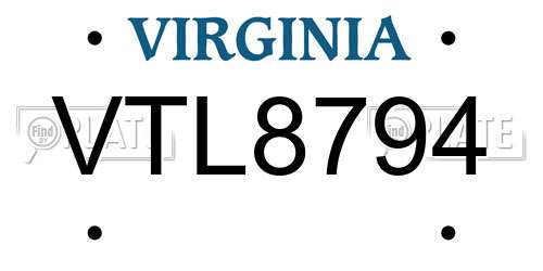 VTL8794 Virginia License Plate