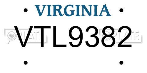 VTL9382 Virginia License Plate
