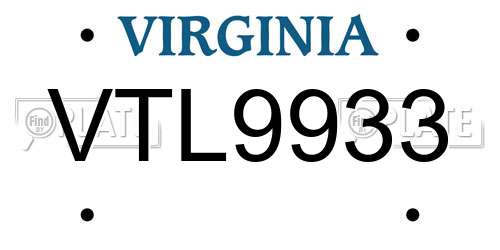 VTL9933 Virginia License Plate