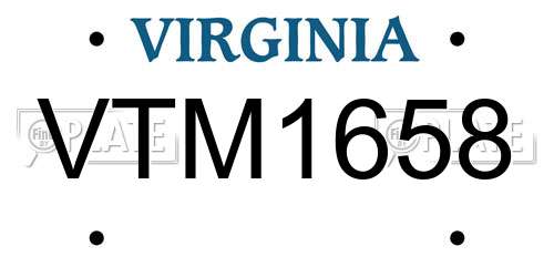 VTM1658 Virginia License Plate