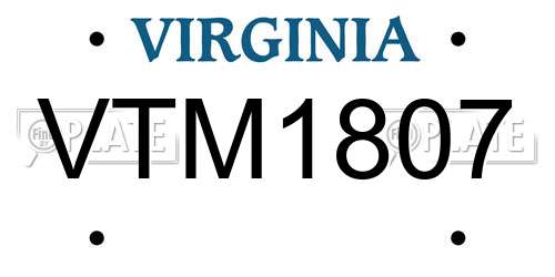 VTM1807 Virginia License Plate