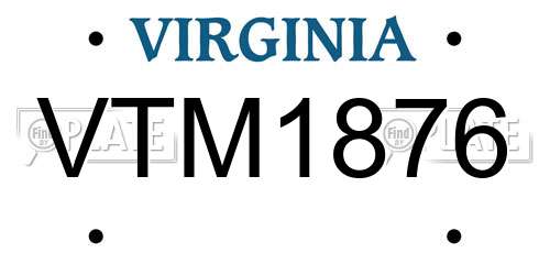 VTM1876 Virginia License Plate