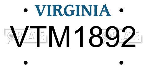 VTM1892 Virginia License Plate