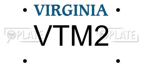 VTM2 Virginia License Plate