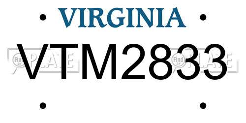 VTM2833 Virginia License Plate