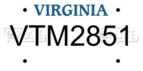 VTM2851 Virginia License Plate