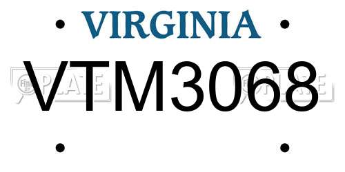 VTM3068 Virginia License Plate
