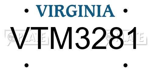 VTM3281 Virginia License Plate