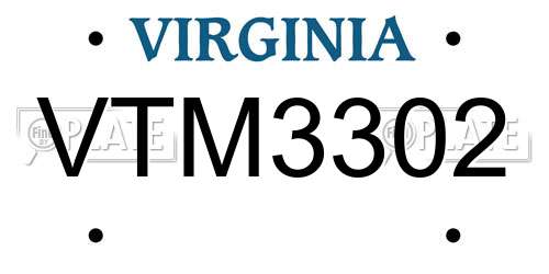 VTM3302 Virginia License Plate