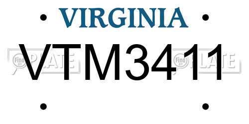 VTM3411 Virginia License Plate