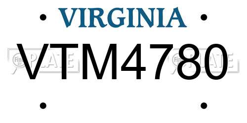 VTM4780 Virginia License Plate