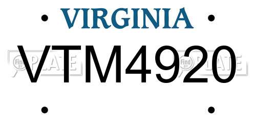 VTM4920 Virginia License Plate