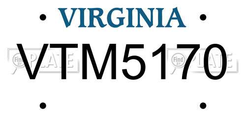 VTM5170 Virginia License Plate