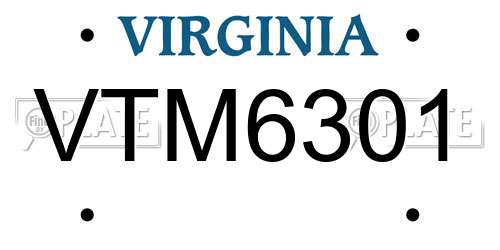 VTM6301 Virginia License Plate